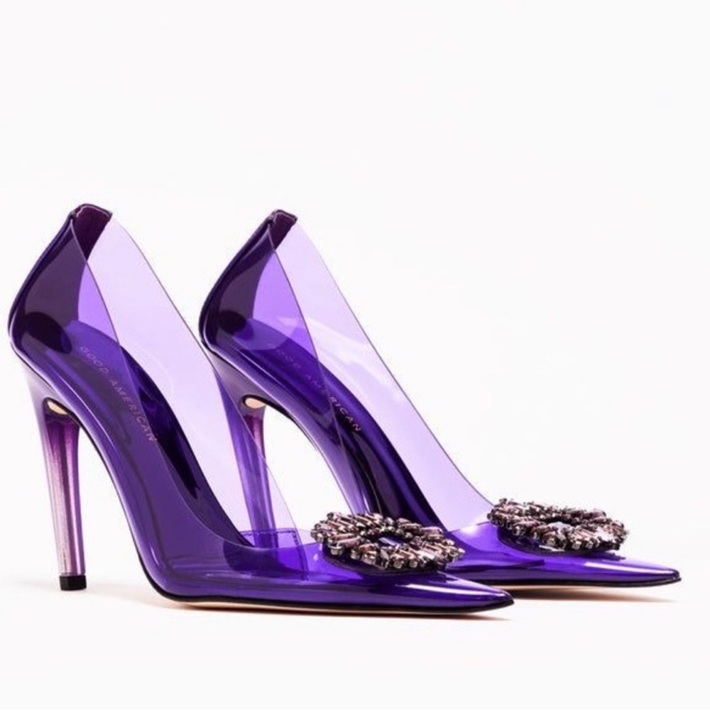 Good American Cinderella Lucite Pumps - Purple